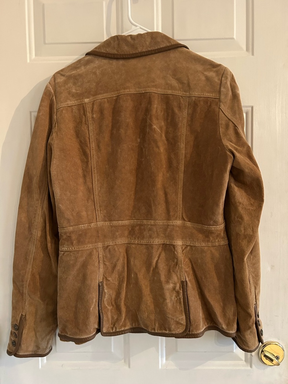 Eddie Bauer Tan Suede Button-Front Women's Jacket 90s VINTAGE - Picture 2 of 4